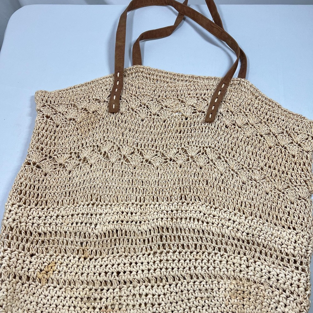 Merona Large Loose Weave Tote Faux Leather Handles  (3433)